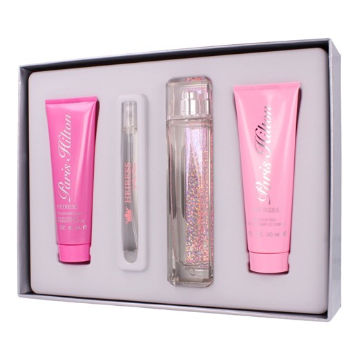 Paris Hilton Heiress Zestaw - woda perfumowana 100 ml spray + balsam do ciała 90 ml + żel pod prysznic 90 ml + woda perfumowana 10 ml spray perfumeria szary damskie