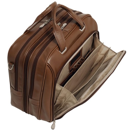 MCKLEIN Springfield 86594 brązowa ekskluzywna skórzana torba podróżna na laptopa 17" skorzana-com brazowy elegancki