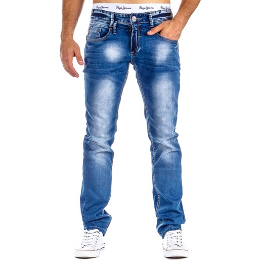 Spodnie jeansowe (ux0294) dstreet niebieski bawełna