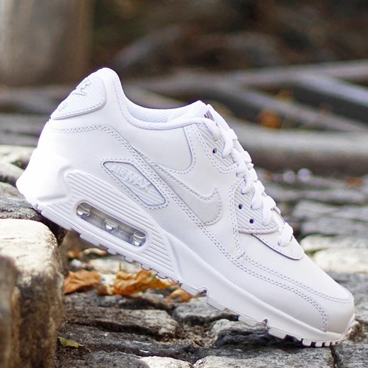 Nike Air Max 90 Leather (GS) "All White" (724821-100) thebestsneakers-pl szary Buty do biegania