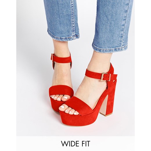 ASOS HIGHLIGHT Wide Fit Heeled Sandals - Tomato