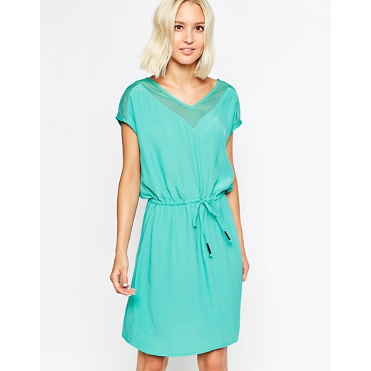Selected Posh Dress with Tie Waist - Aqua green