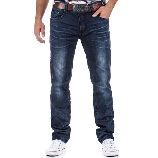 Granatowe jeansy męskie (ux0331) dstreet szary bawełna