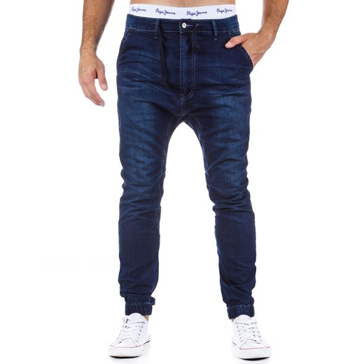 Spodnie męskie jeansowe baggy (ux0334) dstreet granatowy bawełna