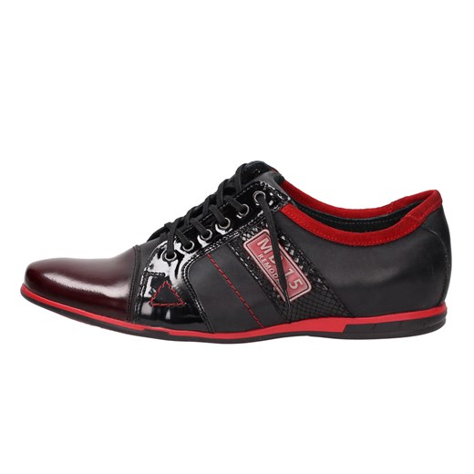 Skórzane POLSKIE buty męskie MARIO 856 czarne suzana-pl czerwony jesień
