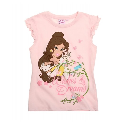 Bluzka dziewczęca z pół-rękawkiem Księżniczki Disney - Bella - różowa, rozmiar 92 piccolino-sklep-pl bezowy bawełna