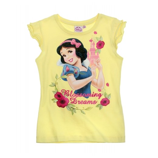Bluzka dziewczęca z pół-rękawkiem Księżniczki Disney - Śnieżka - żółta, rozmiar 92 piccolino-sklep-pl zolty bawełna