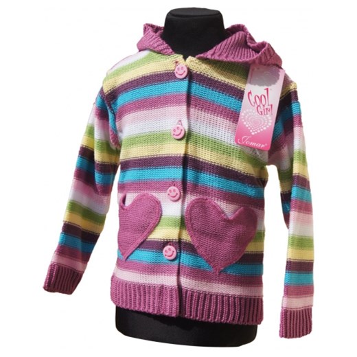 Zapinany sweterek dla dziewczynki - rozm. 104 piccolino-sklep-pl fioletowy akryl