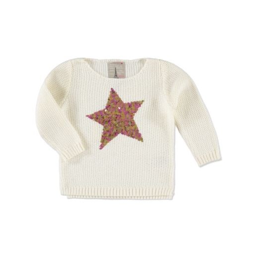 REVIEW Girls Mini Sweter creme beige pinkorblue-pl bezowy jesień