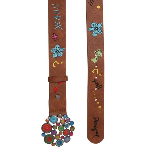 Desigual HEBILLA FLOWERS Pasek marron zalando brazowy kwiaty