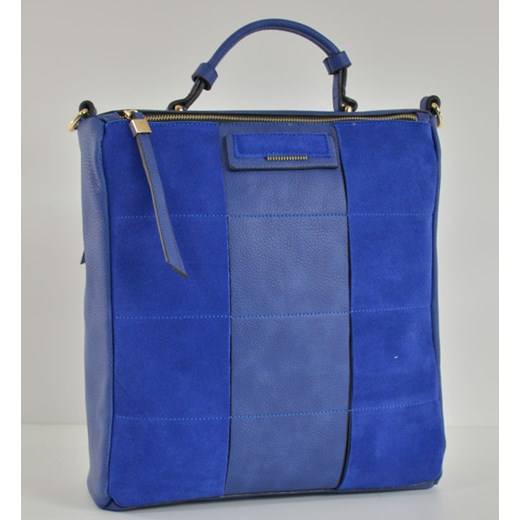 Pojemna torebka kuferek cervandone-pl niebieski łatki