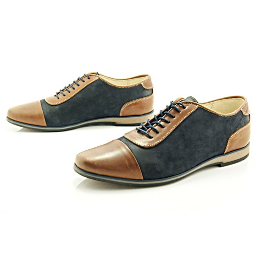 KENT 262 BRĄZ-GRANAT - Stylowe buty męskie casual ze skóry sklep-obuwniczy-kent szary elegancki