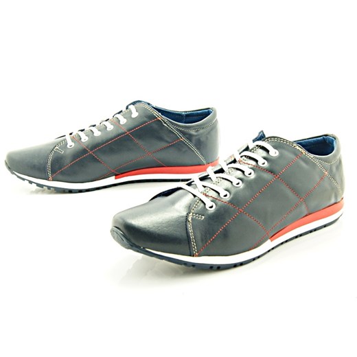 KENT 267R NIEBIESKIE - Skórzane buty męskie, w sportowym stylu sklep-obuwniczy-kent szary codzienny