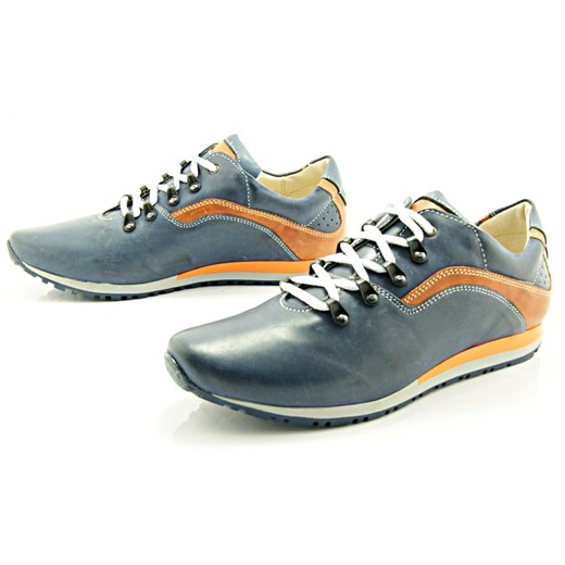 KENT 268R GRANATOWE - Skórzane buty męskie w sportowym stylu sklep-obuwniczy-kent szary casual
