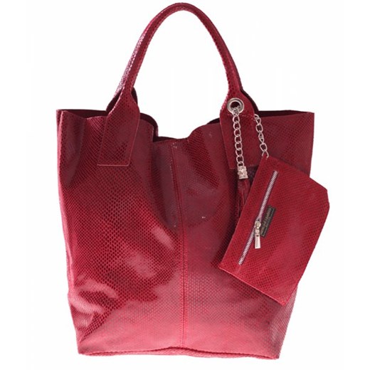 Torebki Skórzane Shopperbag lakier Genuine Leather Italy czerwona torbs-pl czerwony 