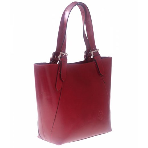 Włoska Torebka Skórzana Genuine Leather Collection czerwona torbs-pl czerwony 