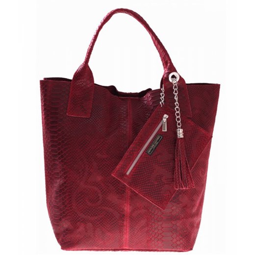 Torebka skórzana typu Shopperbag Worek czerwona torbs-pl czerwony 
