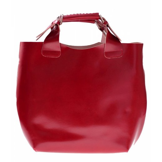 Torebka Skórzana typu Shopperbag + Kosmetyczka Produkt Włoski czerwona torbs-pl czerwony 
