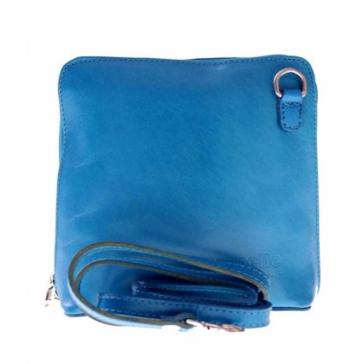 Mała Listonoszka ze Skóry naturalnej produkcja Włoska firmy Vera Pelle turkus torbs-pl niebieski 