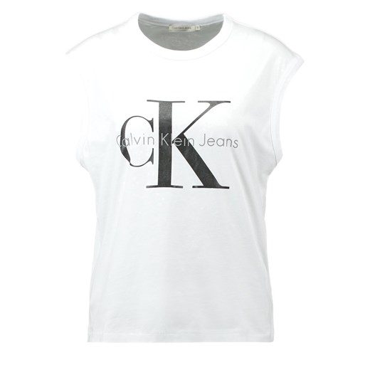 Calvin Klein Jeans Tshirt z nadrukiem white zalando  bawełna