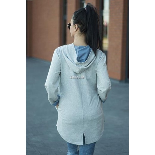 Bluza asymetryczna bez ściagacza - jeans sakolife-pl mietowy Bluzy sportowe damskie