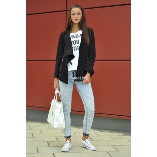 Narzutka ramoneska - czarny sakolife-pl brazowy Długie bluzy damskie