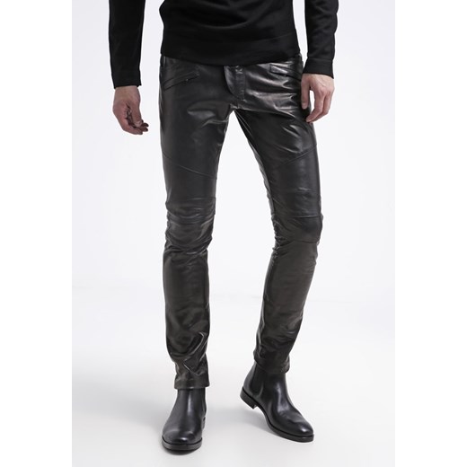 Pierre Balmain Spodnie skórzane black zalando bialy bez wzorów/nadruków