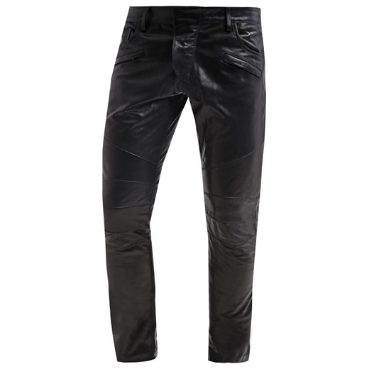 Pierre Balmain Spodnie skórzane black zalando czarny abstrakcyjne wzory