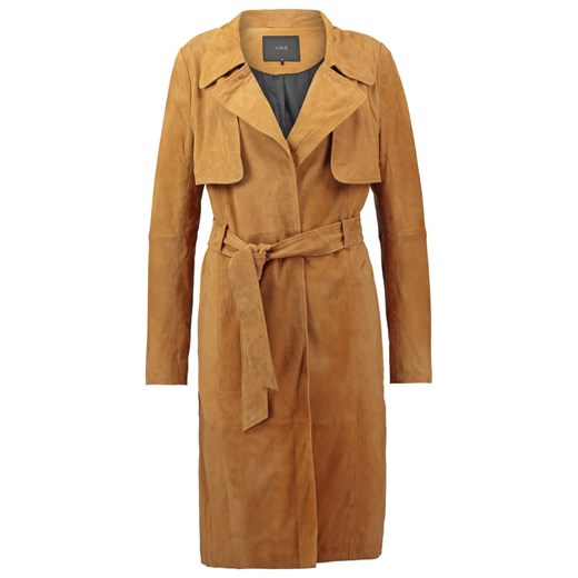YAS YASTRISH Kurtka skórzana buckthorn brown zalando brazowy bez wzorów/nadruków