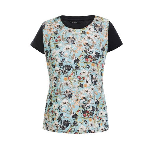 T-shirt z wielobarwnymi kwiatami e-monnari mietowy bez wzorów/nadruków