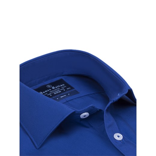 Plain Navy Poplin Slim Fit Shirt jamesbutton-com granatowy fit