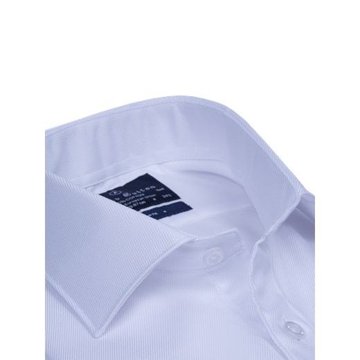 Plain White Two-Ply Cotton Luxury Twill Slim Fit Shirt jamesbutton-com niebieski fit