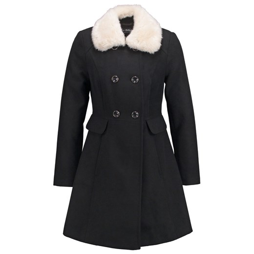 Miss Selfridge Krótki płaszcz black zalando czarny bez wzorów/nadruków