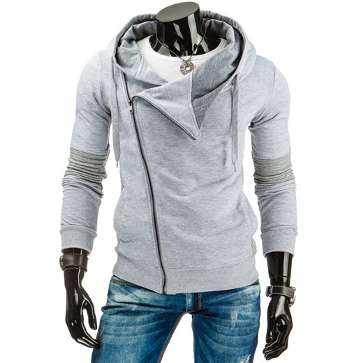 Szara asymetryczna męska bluza z kapturem (bx1120) - Szary dstreet szary bawełna