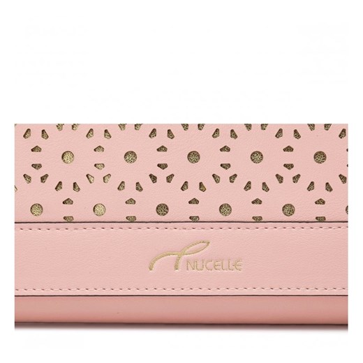 NUCELLE Delikatny skórzany portfel  damski Różowy etorba-pl rozowy wiosna