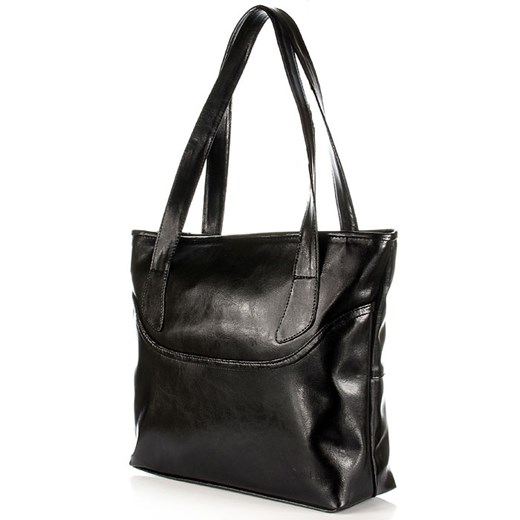 DAN-A T292 czarna torebka damska ze skóry naturalnej skorzana-com bialy glamour
