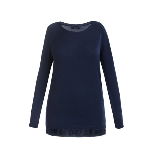 Sweter z koronkową lamówką e-monnari czarny jesień