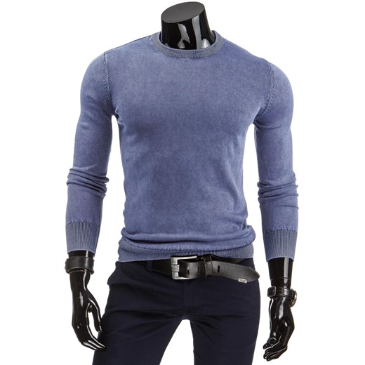 Sweter męski niebieski (wx0600) dstreet niebieski bawełna