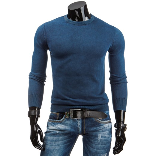 Sweter męski granatowy (wx0602) dstreet niebieski bawełna