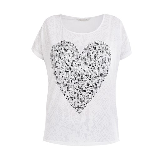 T-shirt z sercem e-monnari szary Bluzki bawełniane