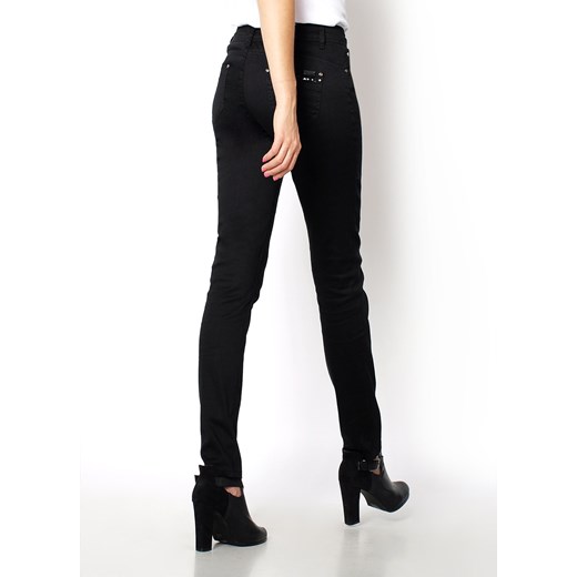 Klasyczne spodnie zdobione z tyłu cekinami zoio-pl czarny elastan