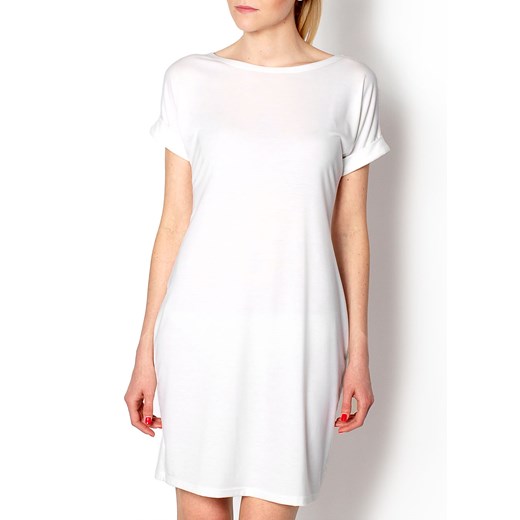 Sukienka oversize z krótkim rękawem zoio-pl bialy bez wzorów/nadruków