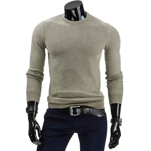 Sweter męski beżowy (wx0622) dstreet szary bawełna
