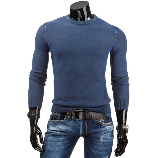 Sweter męski granatowy (wx0635) dstreet niebieski bawełna