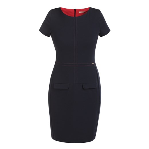 Sukienka z barwnymi przeszyciami e-monnari czarny dopasowane