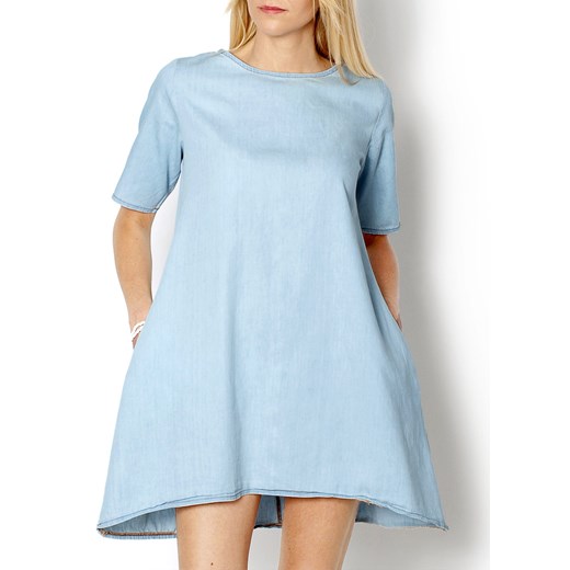 Jeansowa sukienka trapezowa zoio-pl niebieski bawełna