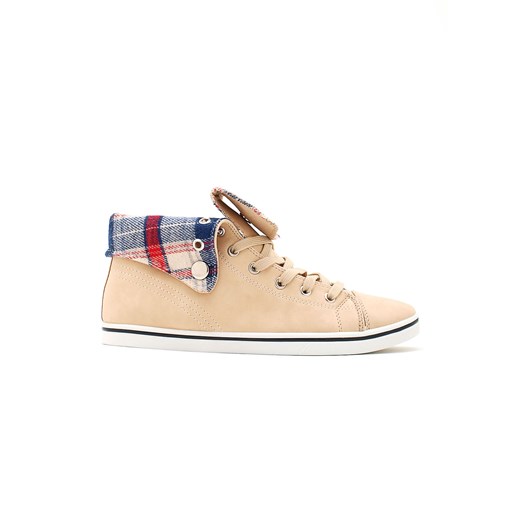 Wysokie trampki z wywijaną cholewką zoio-pl bezowy casual