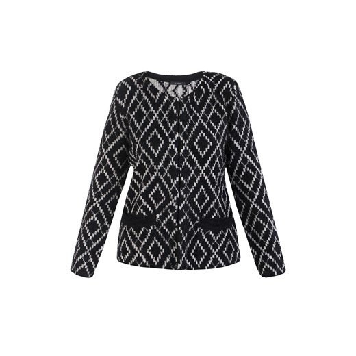 Ciepły sweter z geometrycznym wzorem e-monnari szary jesień