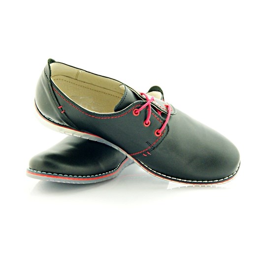 KENT 209N CZARNY-CZERWONY - Skórzane buty z przezroczystą podeszwą sklep-obuwniczy-kent szary nowoczesny