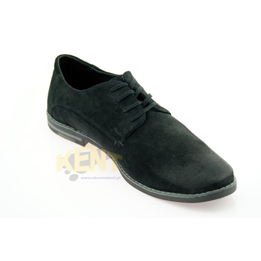 KENT 215 CZARNE WELUR - Męskie buty skórzane, krok w stronę dobrego stylu sklep-obuwniczy-kent czarny Półbuty skórzane męskie